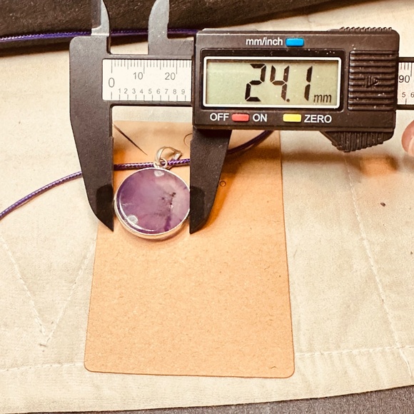 925 Sterling Silver Plated & Amethyst Stone/Crystal Round Disk Pendant EUC - Picture 12 of 13